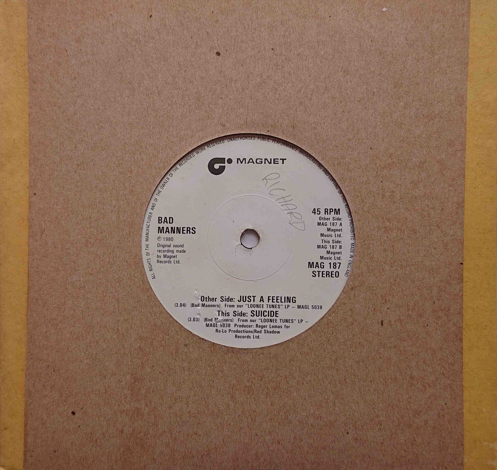 MAG 187 Just a feeling Bad Manners  Back cover of MAG 187